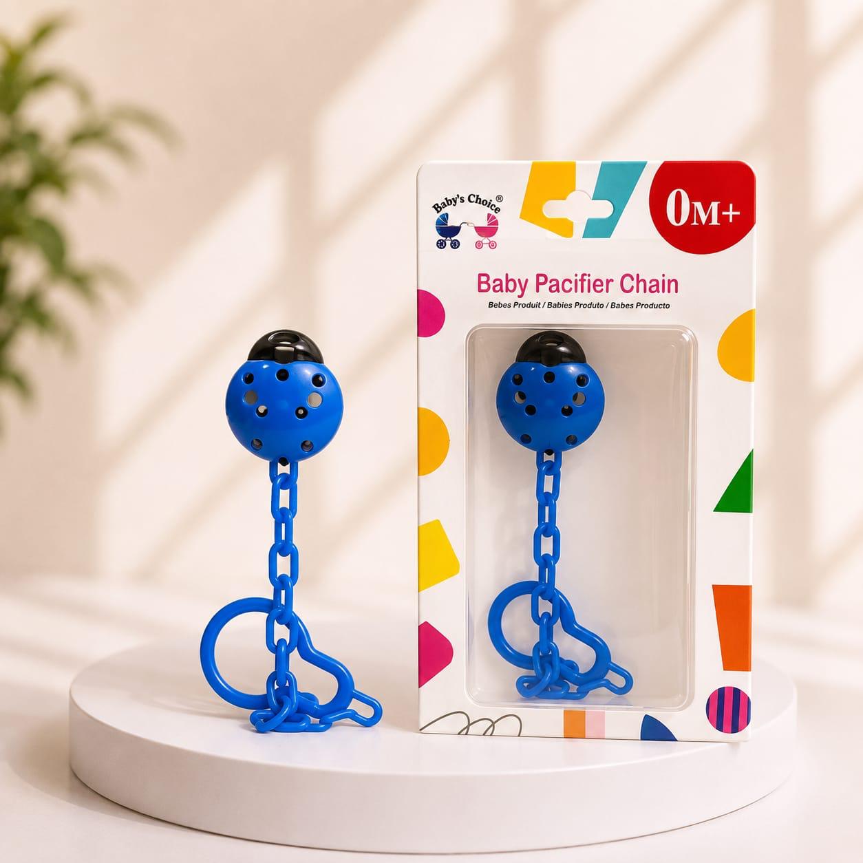 Baby's Choice Pacifier Chain with Clip - Blue Ladybug, 0M+