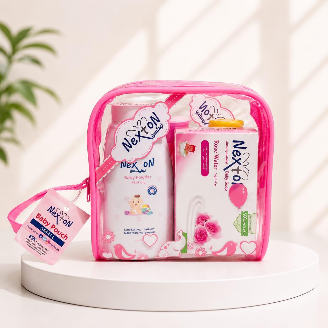 Nexton Baby Care Gift Kit - Lotion, Oil, Shampoo, Soap & Powder in Zip Pouch