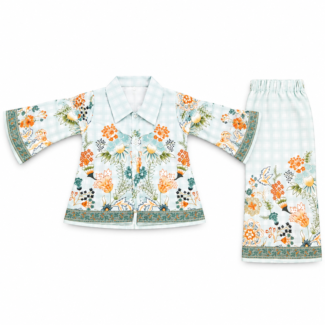 Floral Print Baby Girl Shirt & Trouser Set – Bell Sleeve 2 Piece Outfit